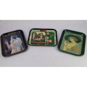 Coca Cola Vintage Trays Metal 11"x 13" set of 3 rectangle